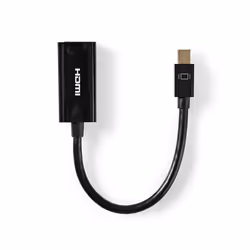 Nedis CCGT37650BK02, 0,2 m, Mini DisplayPort, HDMI, Mâle, Femelle, Droit