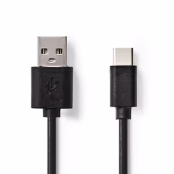 Nedis CCGT60600BK20, 2 m, USB A, USB C, USB 2.0, 480 Mbit/s, Noir