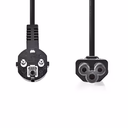 Nedis CEGT10100BK20 câble électrique Noir 2 m Prise d'alimentation type E Coupleur C5