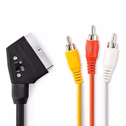Nedis CVGT31130BK20, 2 m, 3 x RCA, Mâle, Mâle, Nickel, Noir