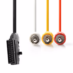 Nedis CVGT31130BK20 Câble SCART 2 m 3 x RCA Noir