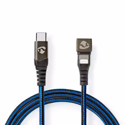 Nedis GCTB39650AL10, 1 m, Lightning, USB C, Mâle, Mâle, Noir, Bleu