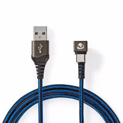 Nedis GCTB60600BK20, 2 m, USB A, USB C, USB 3.2 Gen 1 (3.1 Gen 1), 480 Mbit/s, Noir, Bleu