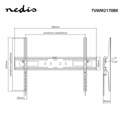 Nedis TVWM2170BK support pour téléviseur 2,54 m (100") Noir - Vue supplémentaire 9