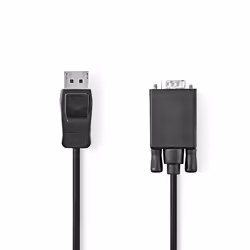 Nedis CCGB37301BK20, 2 m, DisplayPort, VGA (D-Sub), Mâle, Mâle, Noir