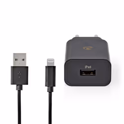 Nedis WCHAL242ABK chargeur d'appareils mobiles Universel Noir Secteur Charge rapide Intérieure