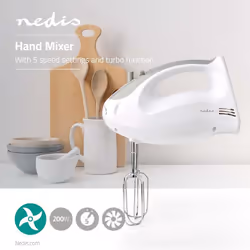 Nedis KAHM100CWT mixeur Batteur à main 200 W Gris, Blanc