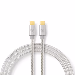 Nedis CCTB60800AL20, 2 m, USB C, USB C, USB 2.0, 480 Mbit/s, Argent