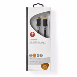Nedis CCBW64020AT10 câble USB 1 m USB4 Gen 2x2 USB C Noir, Argent