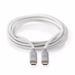 Nedis CCTB64020AL10, 1 m, USB C, USB C, USB4 Gen 2x2, 20000 Mbit/s, Argent