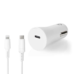 Nedis CCPDL20W111WT chargeur d'appareils mobiles Universel Blanc Allume-cigare Auto
