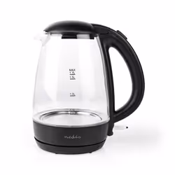 Nedis KAWK330EGS, 1,7 L, 2200 W, Noir, Acrylonitrile-Butadiène-Styrène (ABS), Verre