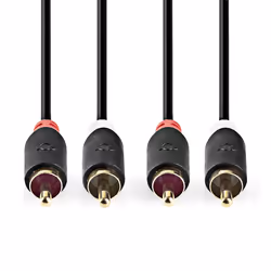 Nedis CABW24200AT05, 2 x RCA, Mâle, 2 x RCA, Mâle, 0,5 m, Anthracite