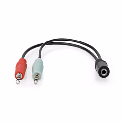 Nedis CAGB22160BK02, 3,5mm, Femelle, 2 x 3.5mm, Mâle, 0,12 m, Noir