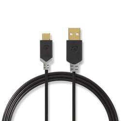 Nedis CCBW60601AT20 câble USB 2 m USB 2.0 USB A USB C Anthracite