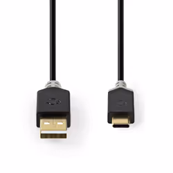 Nedis CCBW60601AT20 câble USB 2 m USB 2.0 USB A USB C Anthracite