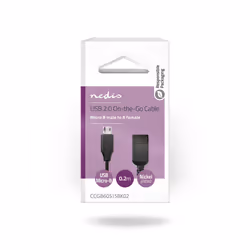 Nedis CCGB60515BK02 câble USB 0,2 m USB 2.0 Mini-USB B USB A Noir