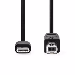 Nedis CCGB60650BK20, 2 m, USB C, USB B, USB 2.0, 480 Mbit/s, Noir