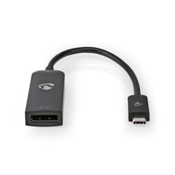 Nedis CCGB64353BK02 câble vidéo et adaptateur 0,2 m USB Type-C DisplayPort Noir