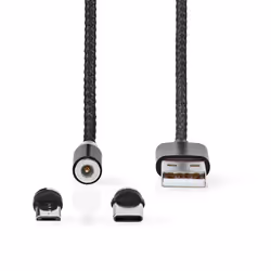 Nedis CCGB60630BK20, 2 m, USB A, Micro-USB B, USB 2.0, Noir