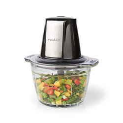 Nedis KAMC300CGY hachoir électrique 1 L 500 W Noir, Argent, Transparent