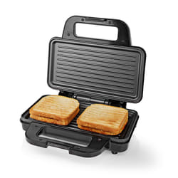 Nedis KASG100FBK gaufrier et appareil à croque-monsieur 900 W Noir, Argent