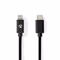 Nedis CCGP39650BK10, 1 m, Lightning, USB C, Mâle, Mâle, Noir