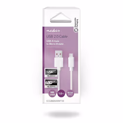 Nedis CCGB60500WT10 câble USB 1 m USB 2.0 USB A Micro-USB B Blanc