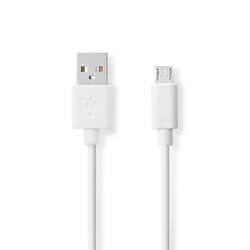 Nedis CCGB60500WT20 câble USB 2 m USB 2.0 USB A Micro-USB B Blanc