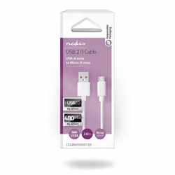 Nedis CCGB60500WT20 câble USB 2 m USB 2.0 USB A Micro-USB B Blanc