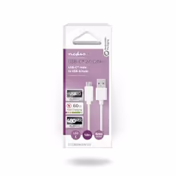 Nedis CCGB60600WT10 câble USB 1 m USB 2.0 USB A USB C Blanc