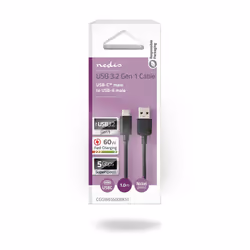 Nedis CCGW61600BK10 câble USB 1 m USB 3.2 Gen 1 (3.1 Gen 1) USB A USB C Noir