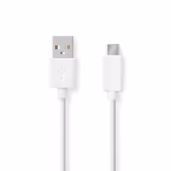Nedis CCGB60600WT20, 2 m, USB A, USB C, USB 2.0, 480 Mbit/s, Blanc