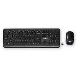Nedis KBMCW100BKUS, Taille réelle (100 %), RF sans fil, Clavier à membrane, QWERTY, Noir, Souris incluse