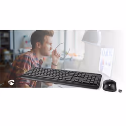 Nedis KBMCW100BKUS clavier Souris incluse RF sans fil QWERTY Anglais américain Noir - Vue supplémentaire 10