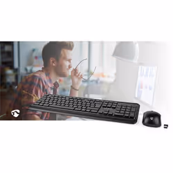 Nedis KBMCW100BKDE clavier Souris incluse FR sans fil +USB QWERTZ Allemand Noir - Vue supplémentaire 9
