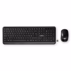 Nedis KBMCW100BKFR, Taille réelle (100 %), RF sans fil, Clavier à membrane, AZERTY, Noir, Souris incluse