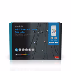 Nedis WIFILXT01C180, Guirlande lumineuse décorative, Noir, IP65, Noir, 180 lampe(s), LED