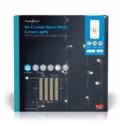 Nedis WIFILXC01W200, Guirlande lumineuse décorative, Blanc, IP65, Noir, 200 lampe(s), LED