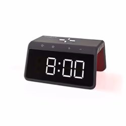Nedis WCACQ30BK, Réveil numérique, Rectangle, Noir, Acrylonitrile-Butadiène-Styrène (ABS), 24h, Qi