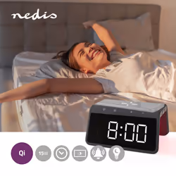 Nedis WCACQ30BK réveille-matin Réveil numérique Noir - Vue supplémentaire 7