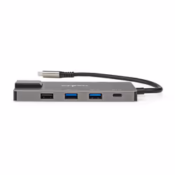 Nedis USB-Adapter | USB 3.2 Gen 1 | USB-C™ Female | HDMI™ Output / RJ45 Female / SD / 2x USB-C™ / 3,5 mm Female / 3x USB-A Female | 5 Gbps | 0.20 m | Rond | Verguld | PVC | Antraciet | Doos