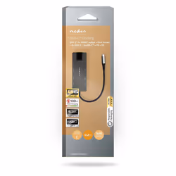 Nedis USB-Adapter | USB 3.2 Gen 1 | USB-C™ Female | HDMI™ Output / RJ45 Female / SD / 2x USB-C™ / 3,5 mm Female / 3x USB-A Female | 5 Gbps | 0.20 m | Rond | Verguld | PVC | Antraciet | Doos - Vue supplémentaire 5