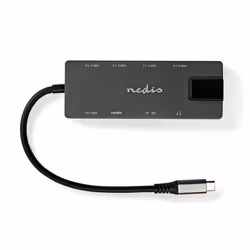 Nedis USB-Adapter | USB 3.2 Gen 1 | USB-C™ Female | HDMI™ Output / RJ45 Female / SD / 2x USB-C™ / 3,5 mm Female / 3x USB-A Female | 5 Gbps | 0.20 m | Rond | Verguld | PVC | Antraciet | Doos - Vue supplémentaire 6