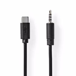 Nedis CCGB65950BK10, Noir, USB C, 3,5mm, 1 m, Mâle, Mâle