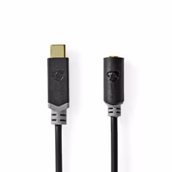 Nedis CCBW65960AT10, Noir, Gris, USB C, 3,5mm, 1 m, Mâle, Femelle