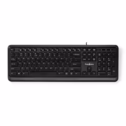 Nedis KBMU200BKUS, Taille réelle (100 %), USB, Clavier à membrane, QWERTY, Noir