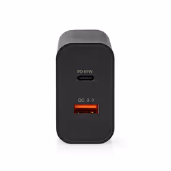 Nedis WCPD65W130BK chargeur d'appareils mobiles Universel Noir Secteur Charge rapide Intérieure