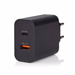Nedis WCPD65W130BK chargeur d'appareils mobiles Universel Noir Secteur Charge rapide Intérieure