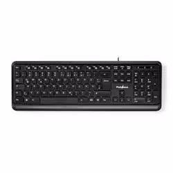 Nedis KBMU200BKDE, Taille réelle (100 %), USB, Clavier à membrane, QWERTZ, Noir